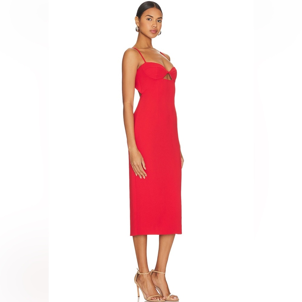 Bardot Vienna Midi Dress Flame Orange Cutout Backless Size M / US 6
